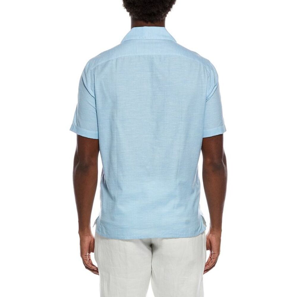 Isaia Mens Silk-Blend Shirt, Blue - Picture 2 of 3